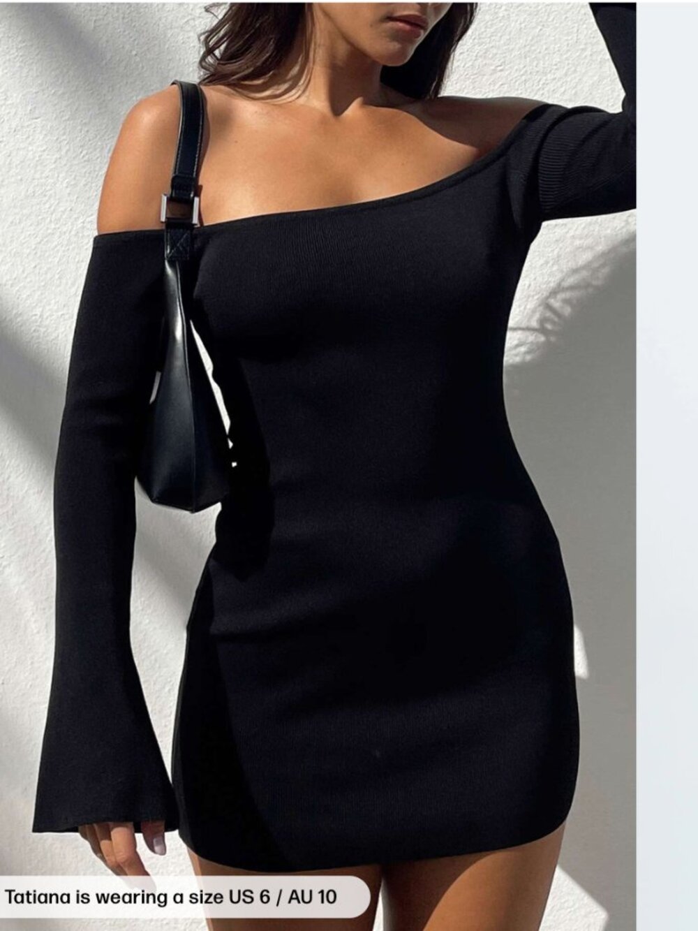 NWT Princess Polly Long Sleeve Mini Dress Black Off Shoulder